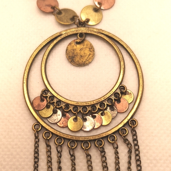 Vintage tri-tone metal necklace - Picture 2 of 5